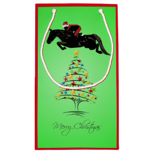 Petit Sac Cadeau Noël sautant de cheval