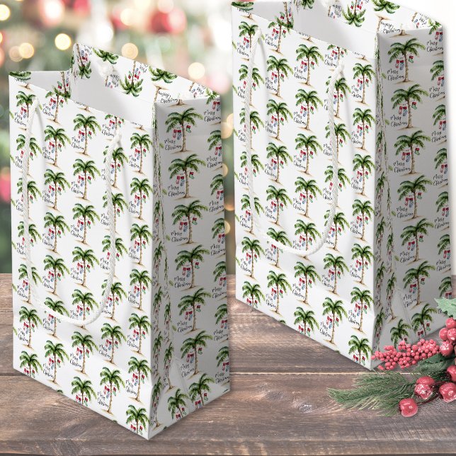 Petit Sac Cadeau Noël sur une plage tropicale (Tropical Beach Christmas Small Gift Bag)