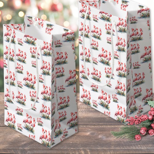 Petit Sac Cadeau Noël tropical (Flamingo Tropical Christmas Small Gift Bag)