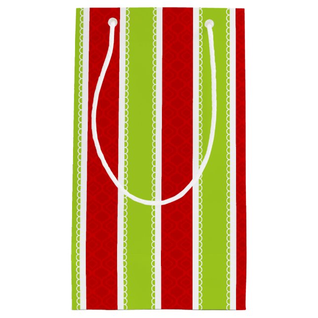 Petit Sac Cadeau Noël Vacances Vert & Rouge Motif (Devant)