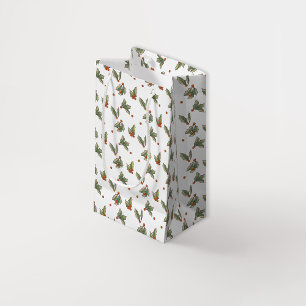 Petit Sac Cadeau Noël Vintage Holly illustré