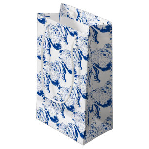 Petit Sac Cadeau Noël vintage, joyeux Père Noël en bleu