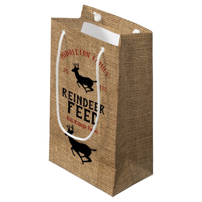 Petit Sac Cadeau Noël Vintage - Nourriture de rennes (Devant Angle)