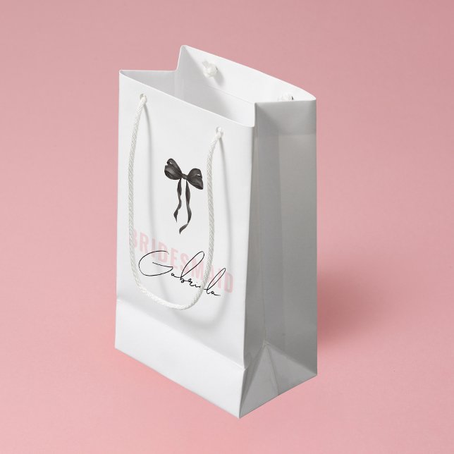 Petit Sac Cadeau Nœud Coquette Rose Français Élégant Nom Demoiselle (Créateur téléchargé)