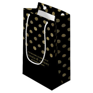 Petit Sac Cadeau Noir & Or moderne Pois mariage Faveur