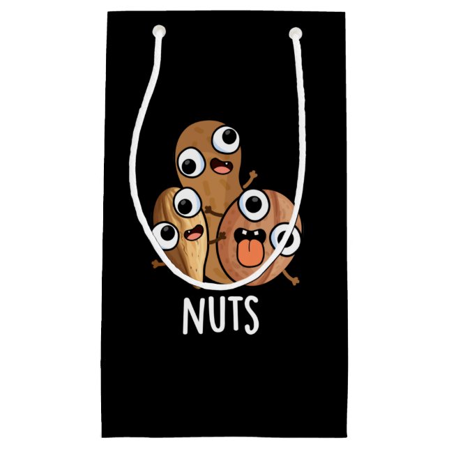 Petit Sac Cadeau Noix Drôle Nutty Food Pun Dark BG (Devant)