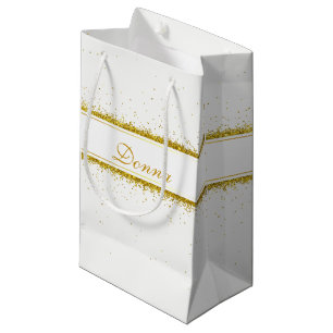 Petit Sac Cadeau Nom de confettis de parties scintillantes d'or -