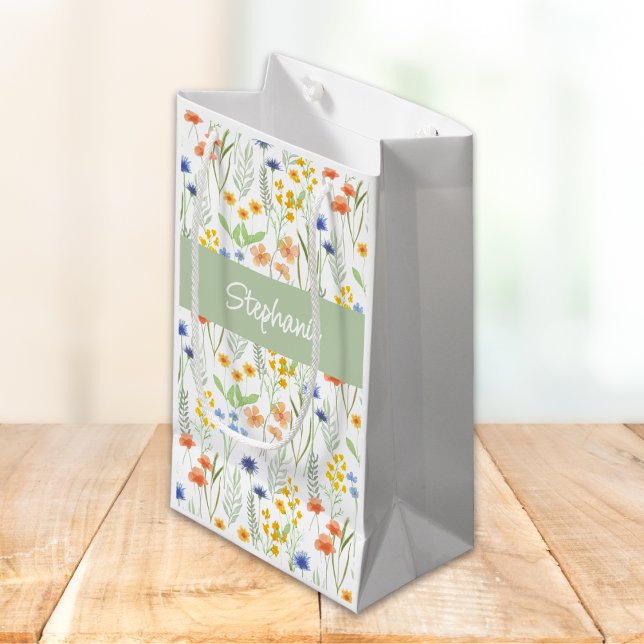 Petit Sac Cadeau Nom de fleur sauvage aquarelle (Créateur téléchargé)