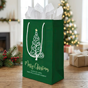 Petit Sac Cadeau Nom de l'arbre de Noël vert joyeux et fantaisiste
