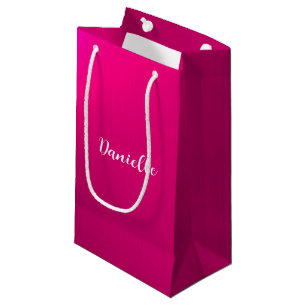 Petit Sac Cadeau Nom personnalisé en faux métal rose
