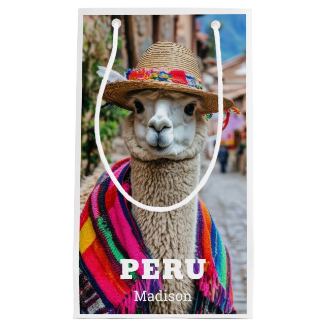 Petit Sac Cadeau Nom personnalisé Pérou Llama (Devant)