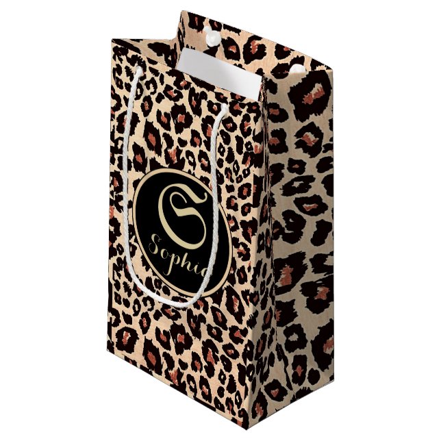 Petit Sac Cadeau Noms personnalisés Leopard de luxe  (Devant Angle)