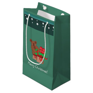 Petit Sac Cadeau Nounours avec cadeaux de Noël