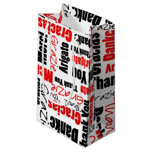 Petit Sac Cadeau Nuage rouge et noir de mot de Merci