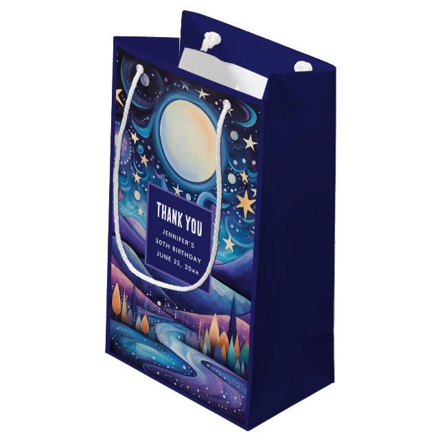 Petit Sac Cadeau Nuit lunaire Big Moon Paysage Merci (Dos Angle)