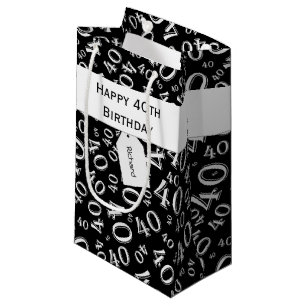 Petit Sac Cadeau Numéro 40e anniversaire Motif noir/blanc 40