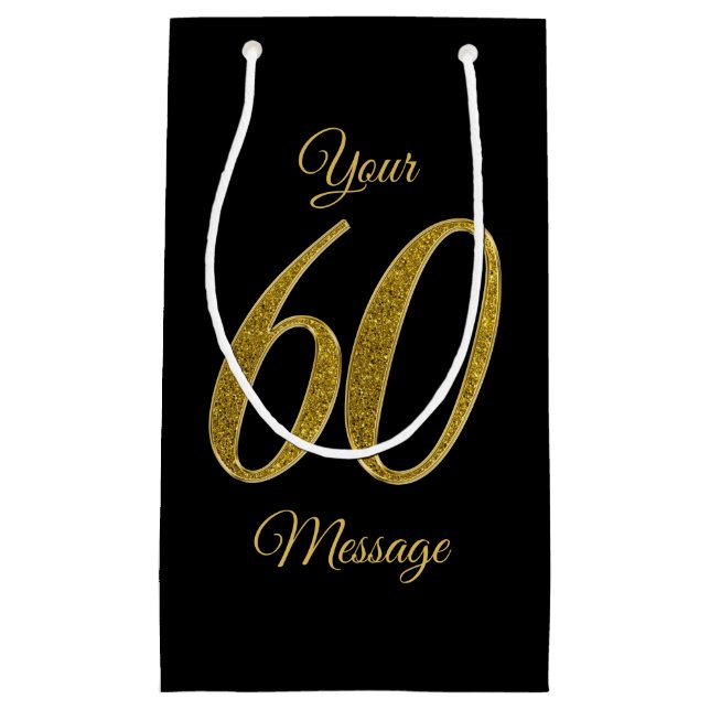 Petit Sac Cadeau Numéro 60 Style de Parties scintillant Gold (Devant)