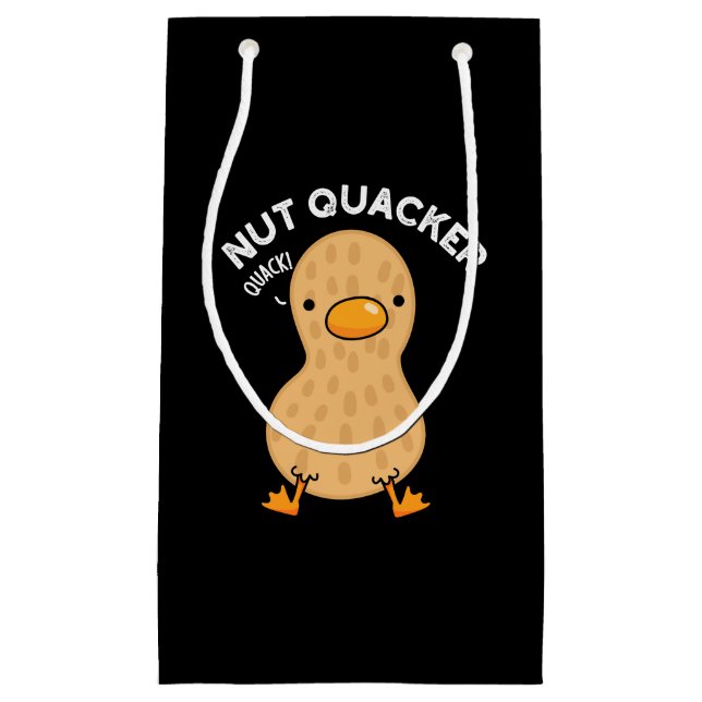 Petit Sac Cadeau Nut Quacker Funny Peanut Puns Dark BG (Devant)