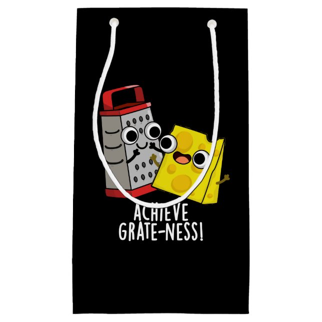 Petit Sac Cadeau Obtenir Gratesse Funny Fromage Puns Dark BG (Devant)