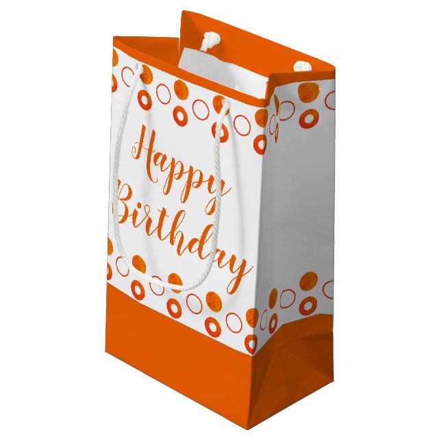 Petit Sac Cadeau Occasion Orange et Blanc (Dos Angle)