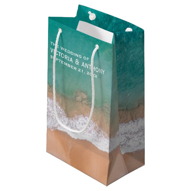 Petit Sac Cadeau Ocean Wave, Beach Wedding Favor (Devant Angle)