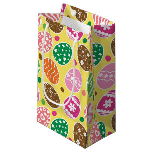 Petit Sac Cadeau OEufs de Pâques colorés Motif Jaune Arrière - plan