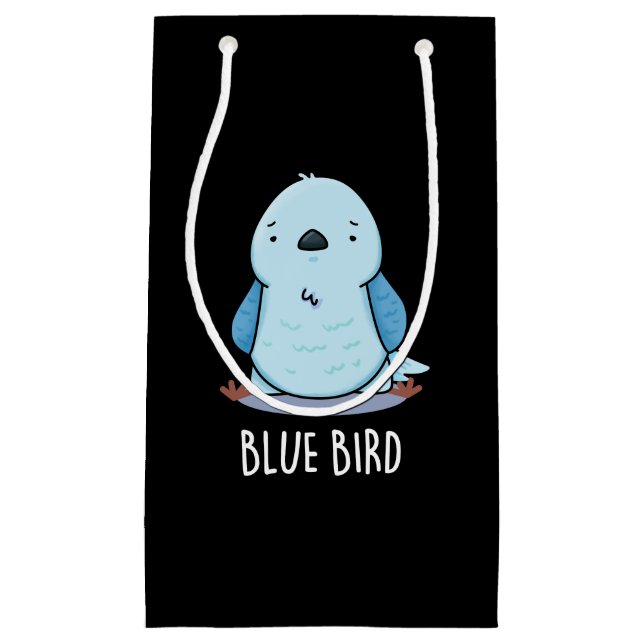 Petit Sac Cadeau Oiseau Bleu Animal Drôle Pun Fond Sombre (Devant)