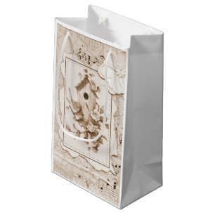 Petit Sac Cadeau Oiseaux Et Maison Shabby Chic