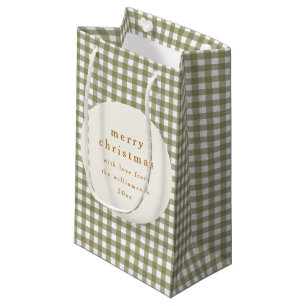 Petit Sac Cadeau Olive En vichy Plaid Personnalisé De Noël