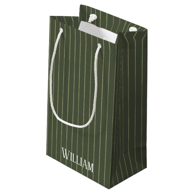 Petit Sac Cadeau Olive Pinstripes (Dos Angle)