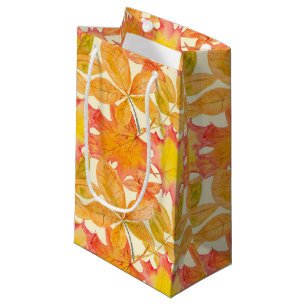 PETIT SAC CADEAU OMBRES D'ORANGE & JAUNE FEUILLES DE TOMBÉE