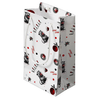 Petit Sac Cadeau Opossum Trash de Noël qui mâche un Ornement en Ver