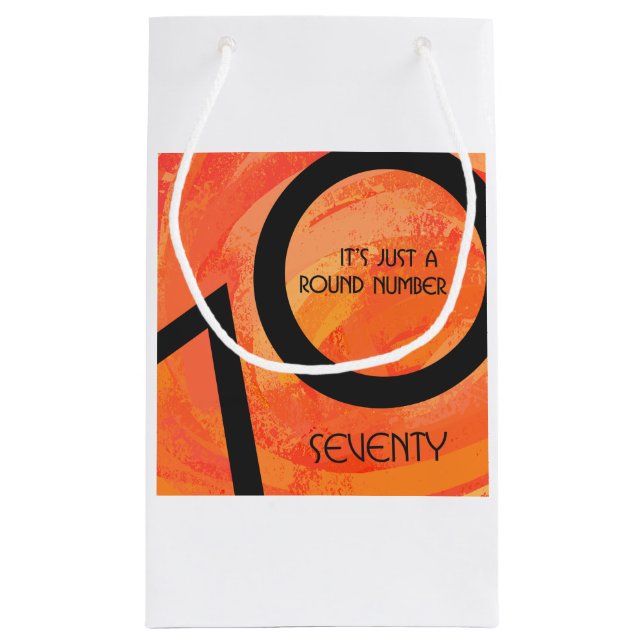 Petit Sac Cadeau Orange 70 Anniversaire de la Décennie (Dos)