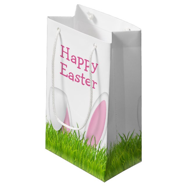 Petit Sac Cadeau Oreilles de lapin de Pâques dans l'herbe  (Devant Angle)