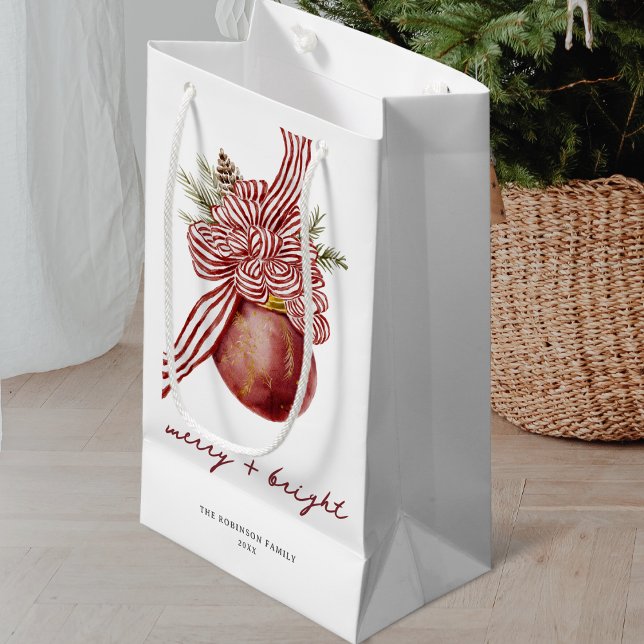 Petit Sac Cadeau Ornement rayé Noël Fête Joyeux brillant (Créateur téléchargé)