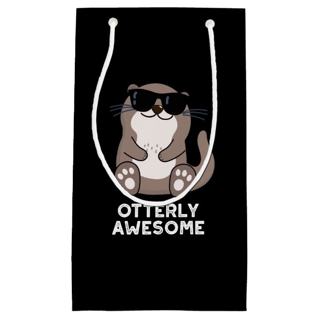 Petit Sac Cadeau Otter Animal Otter Pun Dark BG (Devant)
