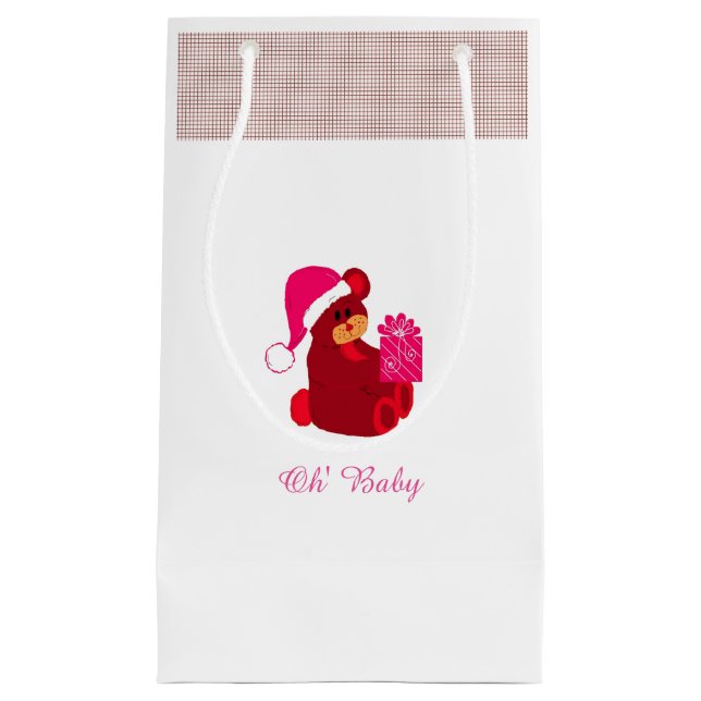 Petit Sac Cadeau Ours en peluche doux avec présent (Devant)