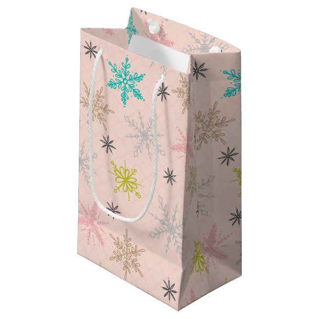 Petit Sac Cadeau Paillettes rose Turquoise Lime Vert Gris (Devant Angle)