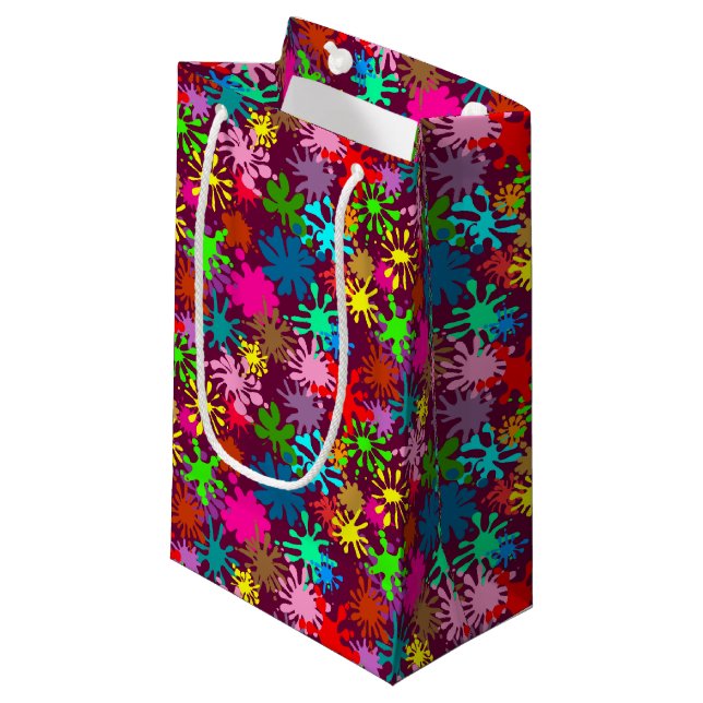 Petit Sac Cadeau Paint Splats personnalisable (Devant Angle)