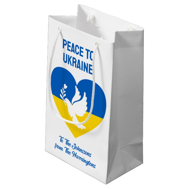 Petit Sac Cadeau Paix textuelle à l'Ukraine (Dos Angle)