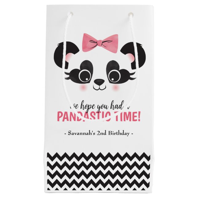 Petit Sac Cadeau Panda Bear Rose Girls Anniversaire Fête Favoriser  (Devant)