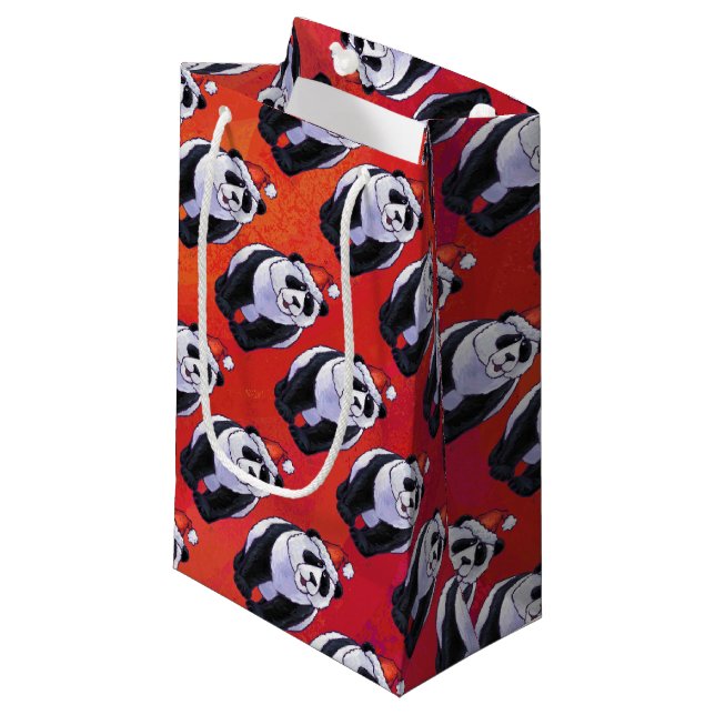 Petit Sac Cadeau Panda Ours Noël Rouge (Devant Angle)