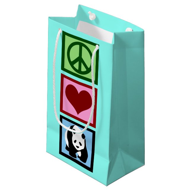 Petit Sac Cadeau Panda Turquoise (Devant Angle)