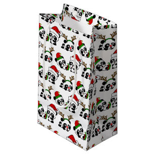 Petit Sac Cadeau Pandas de Noël