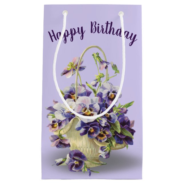 Petit Sac Cadeau Pansy Pasket pour Anniversaire (Devant)