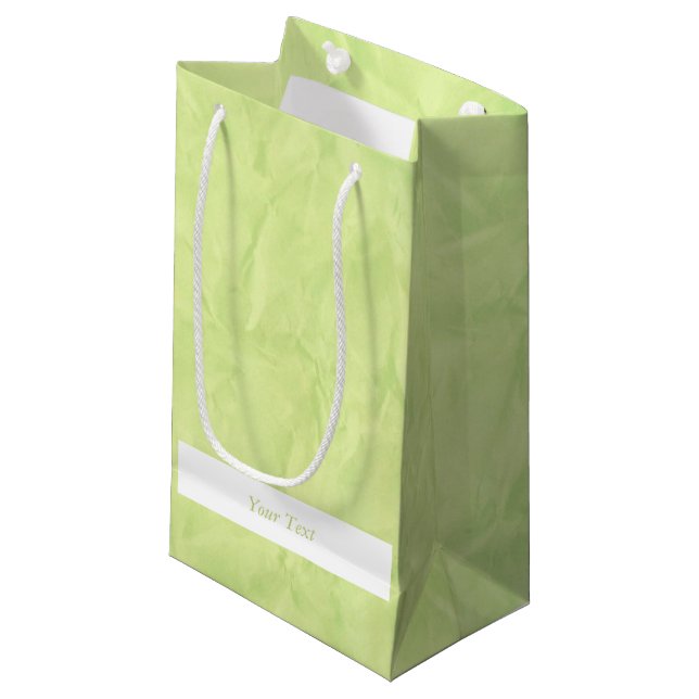 Petit Sac Cadeau PAPIER Arrière - plan TEXTURE - vert + votre texte (Devant Angle)