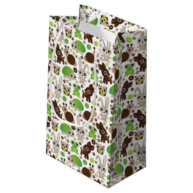 Petit Sac Cadeau papier peint d'animal de lapin de tortue de cerfs (Dos Angle)