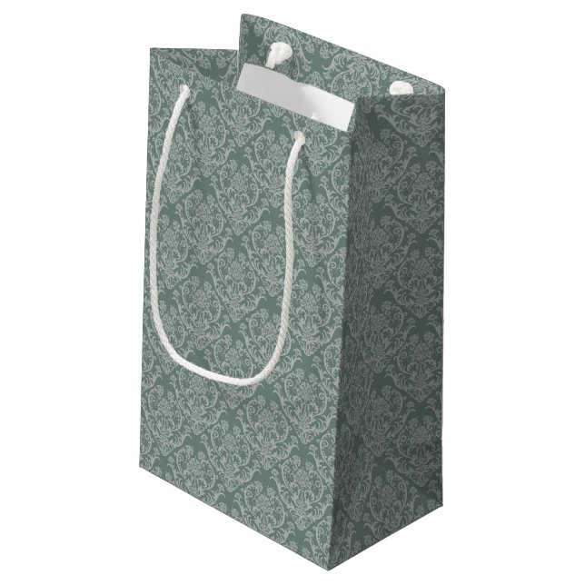 Petit Sac Cadeau Papier peint floral vert (Dos Angle)
