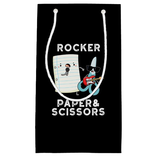 Petit Sac Cadeau Papier Rocker Et Ciseaux Drôle Jeu Jeu Pun Dark BG (Devant)
