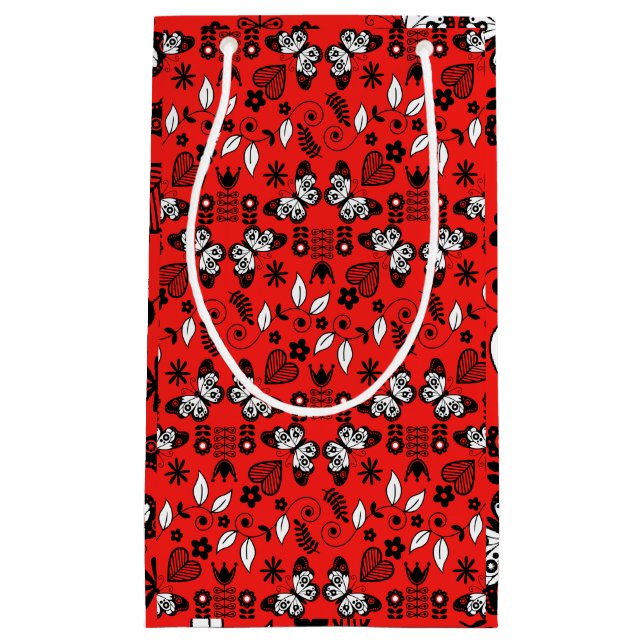 Petit Sac Cadeau Papillon art populaire scandinave (Devant)